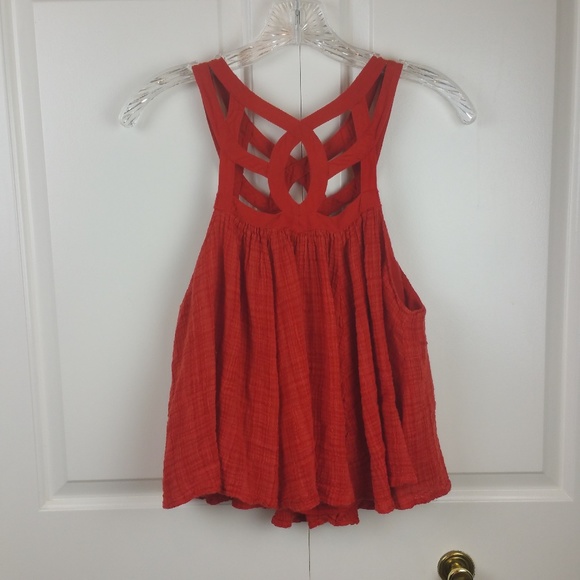 Free People One Orange Geo Blouson Top XS VGUC - Picture 4 of 8